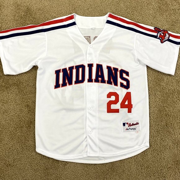 CLEVELAND INDIANS #7 TAYLOR , #24 DORN Sewn Jersey WHITE - Picture 12 of 16